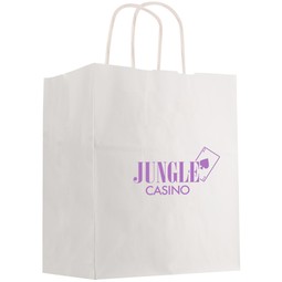 White Kraft Paper Branded Shopping Bag - 13"w x 17"h