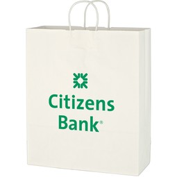 Large White Kraft Paper Custom Shopping Bag - 16"w x 19"h