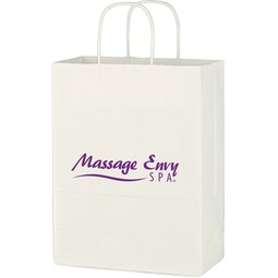 Promotional White Kraft Paper Shopping Bag - 10"w x 13"h