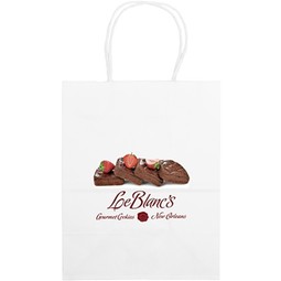 Full Color Matte Finish Promotional Shopping Bag - White - 7.75"w x 9.75"h x 4.75"d
