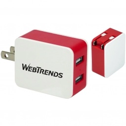 UL Listed 2-Port Folding Custom Wall Charger