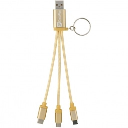 Metallic Braided 3-in-1 Custom Charging Cable Keychain