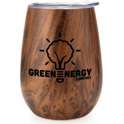 Vacuum Insulated Wood Grain Promotional Wine Tumbler - 10 oz.