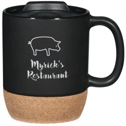 Cork Base Ceramic Custom Mug w/ Lid - 14 oz.