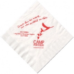 1-Ply White Custom Beverage Napkins - 5"w x 5"h