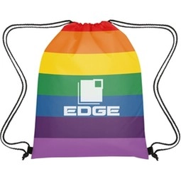 Custom Rainbow Drawstring Sports Bag - 14"w x 18"h