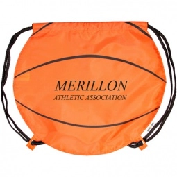 GameTime! Imprinted Basketball Drawstring Backpack - 17"w x 14.5"h