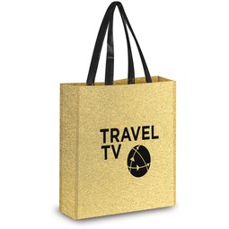 Reusable Glitter Custom Logo Tote Bag - 12"w x 15"h x 4.75"d