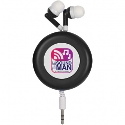 Full Color Retractable Imprinted Ear Buds 