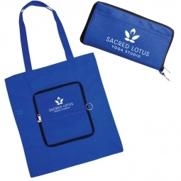 Zip-Up Folding Custom Tote Bags - 13.4"w x 14.5"h