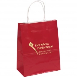 Gloss Finish Custom Bag w/ Twisted Paper Handles - 7.75"w x 9.75"h x 4.75"d
