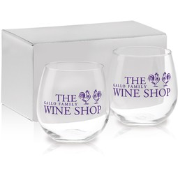 Stemless Red Wines Custom Glassware - 2 Pc. Set - 16.75 oz.