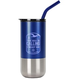 Stainless Steel Promotional Tumbler w/ Straw - 16 oz.