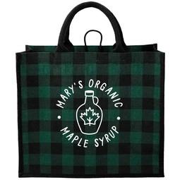 Buffalo Plaid Custom Jute Tote - 17"w x 20"h x 12"d