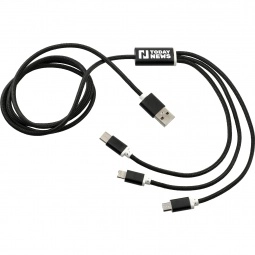 3-in-1 Braided Promotional Charging Cable - 47"