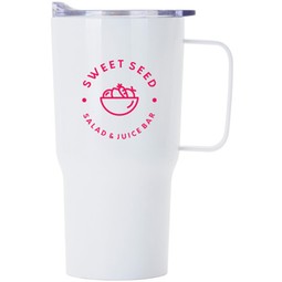 Stainless Steel Custom Tapered Travel Mug w/ Metal Handle - 20 oz.