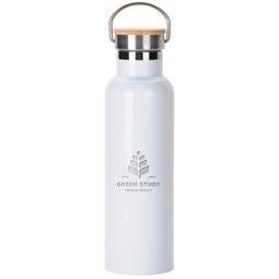 Laser Engraved Custom Water Bottle w/ Bamboo Lid - 20 oz.