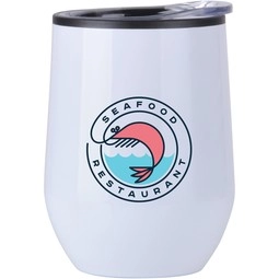 Full Color Stemless Stainless Custom Wine Tumbler w/ Plastic Lining - 12 oz.