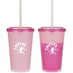 Color Changing Double Wall Custom Tumblers w/Straw - 16 oz.