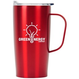 Stainless Steel Custom Travel Mug w/ Metal Handle - 20 oz.
