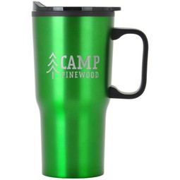 Laser Engraved Plastic Lined Promotional Tapered Travel Mug w/ Handle - 20 oz.