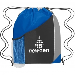 Tri-Color Promotional Drawstring Bag - 13"w x 18"h